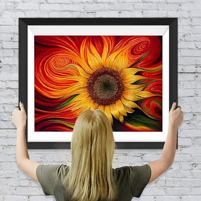 Abstrakte rote Sonnenblume Diamond Painting