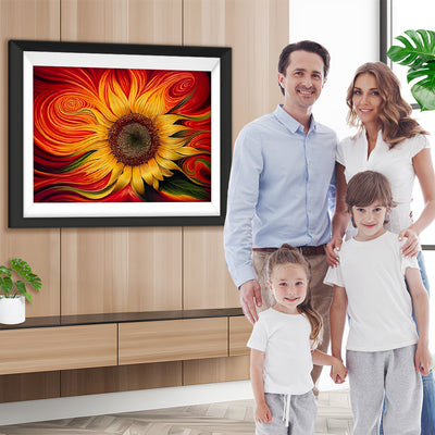 Abstrakte rote Sonnenblume Diamond Painting