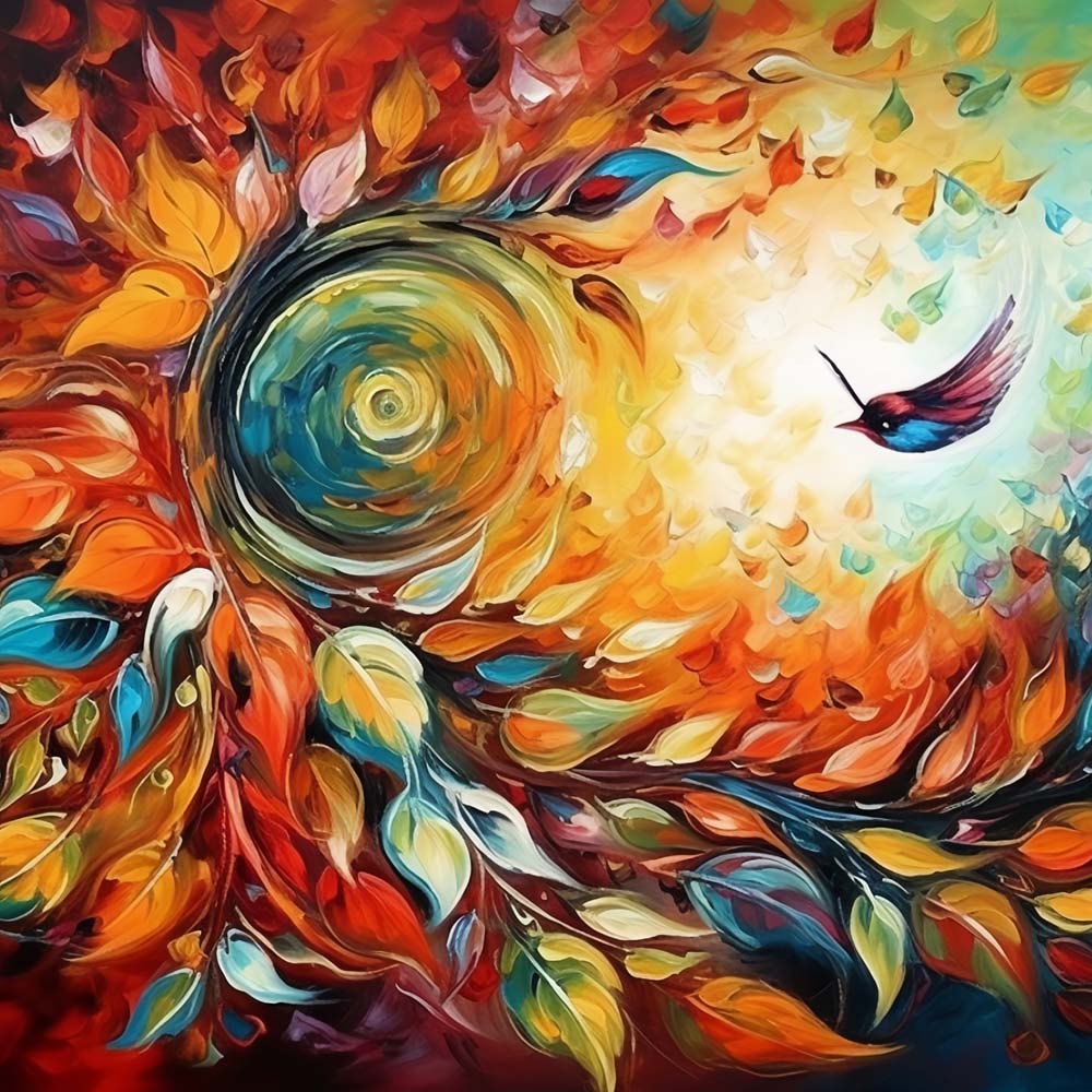 Abstrakte rotierende Blätter Diamond Painting