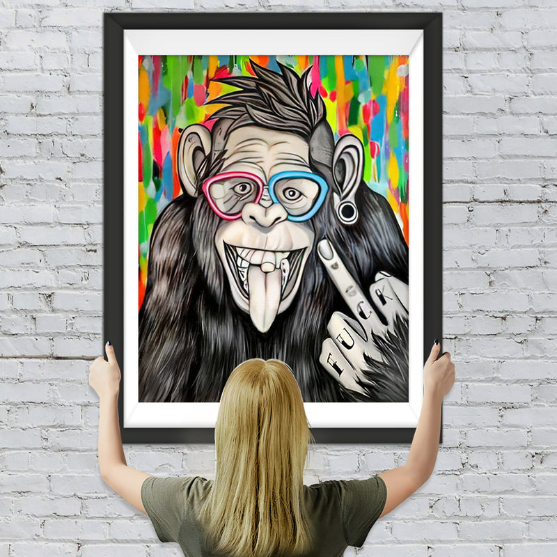 Abstrakter Affe mit Brille Diamond Painting