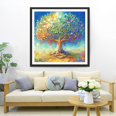 Abstrakter Baum mit Bunten Blättern Diamond Painting