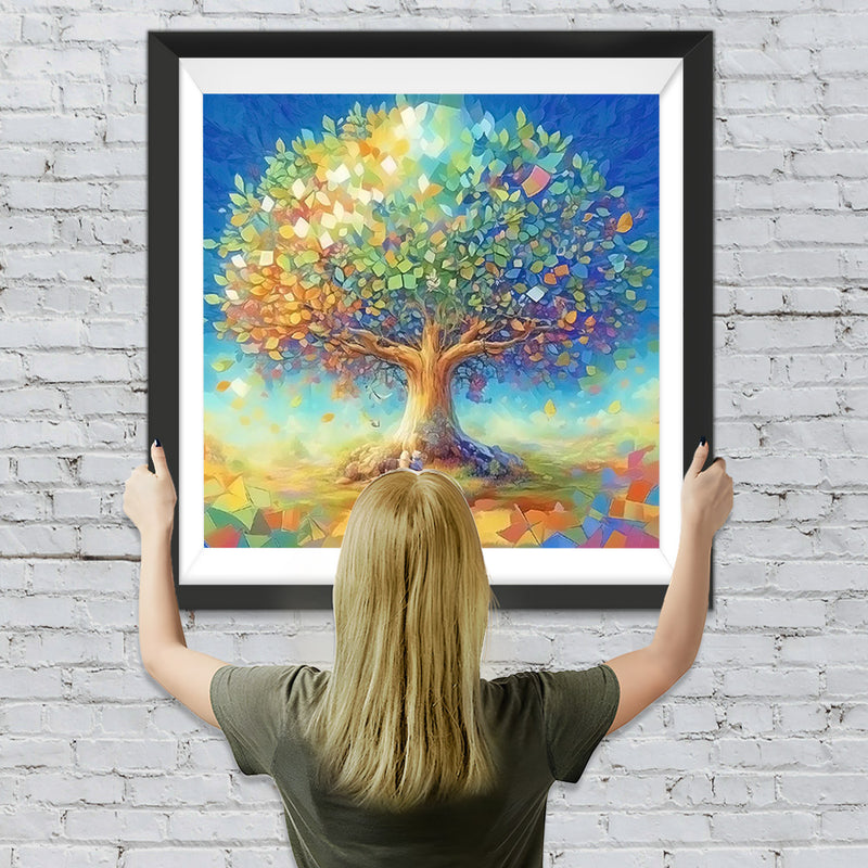 Abstrakter Baum mit Bunten Blättern Diamond Painting