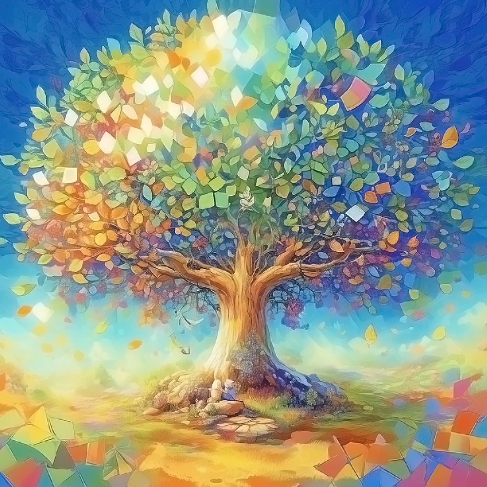 Abstrakter Baum mit Bunten Blättern Diamond Painting