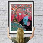 Abstrakter Baum und Hütte Diamond Painting