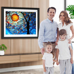 Abstrakter blauer Baum und Mond Diamond Painting