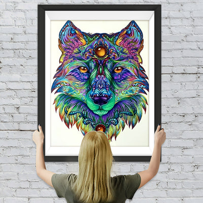 Abstrakter blauer Wolf Diamond Painting