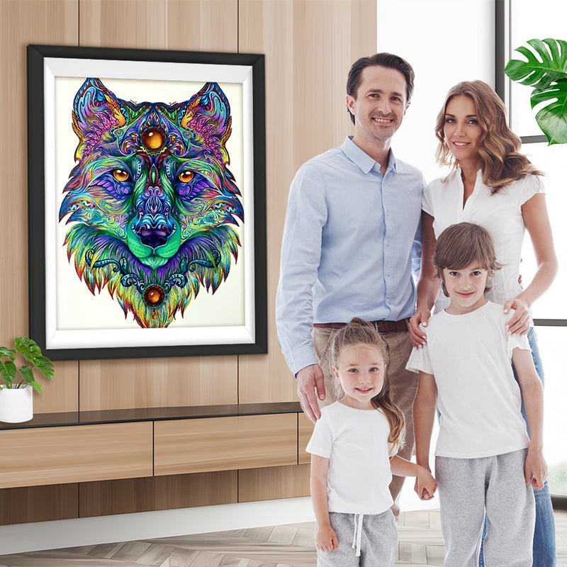 Abstrakter blauer Wolf Diamond Painting