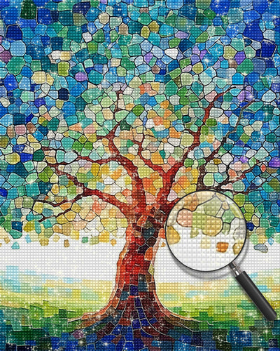 Abstrakter Blockbaum Diamond Painting