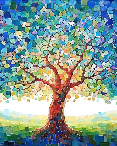 Abstrakter Blockbaum Diamond Painting