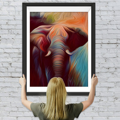 Abstrakter Elefant mit Fasern Diamond Painting