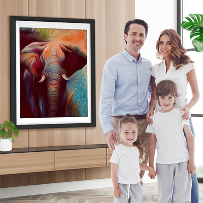 Abstrakter Elefant mit Fasern Diamond Painting