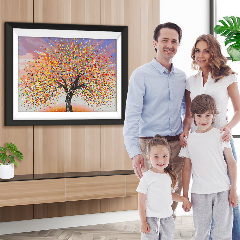 Abstrakter gelber und roter Baum Diamond Painting