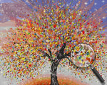 Abstrakter gelber und roter Baum Diamond Painting