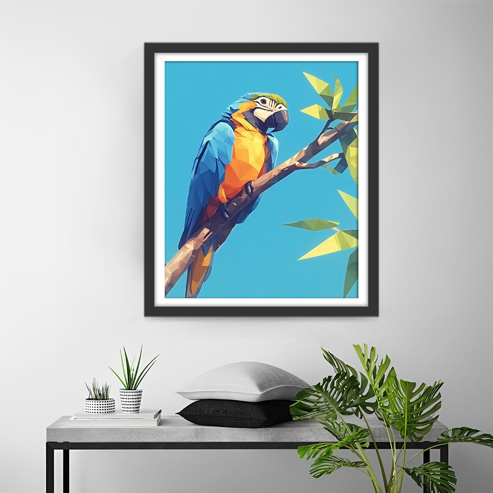 Abstrakter geometrischer Papagei Diamond Painting