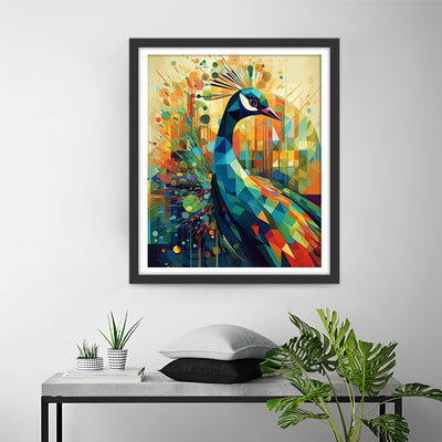 Abstrakter geometrischer Pfau Diamond Painting