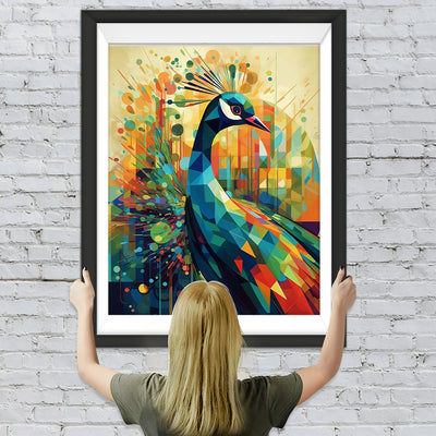 Abstrakter geometrischer Pfau Diamond Painting