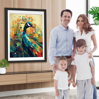 Abstrakter geometrischer Pfau Diamond Painting