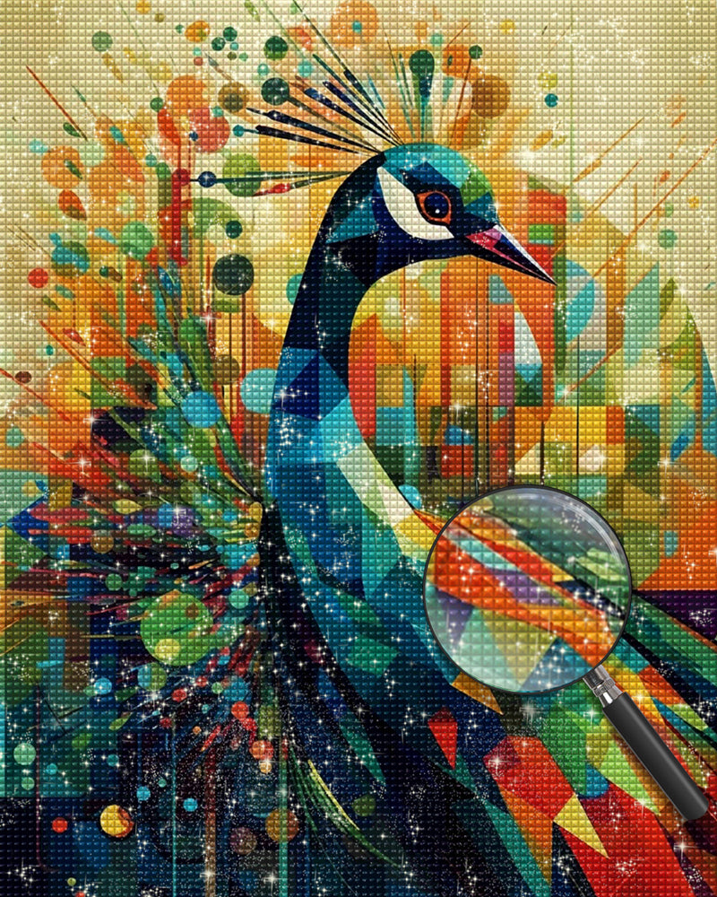 Abstrakter geometrischer Pfau Diamond Painting