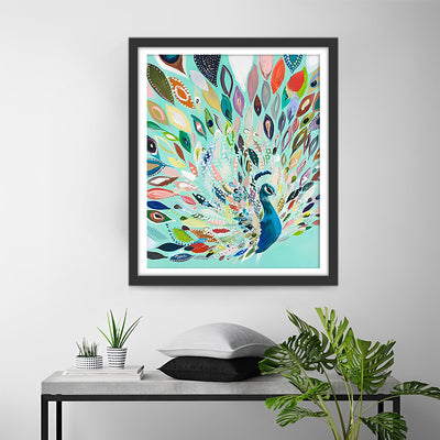 Abstrakter grüner Pfau Diamond Painting