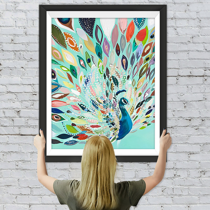 Abstrakter grüner Pfau Diamond Painting