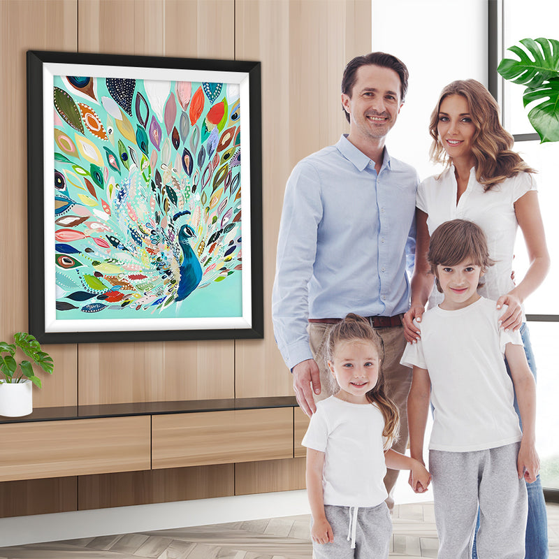 Abstrakter grüner Pfau Diamond Painting