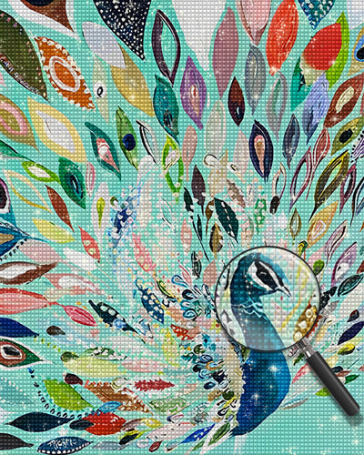 Abstrakter grüner Pfau Diamond Painting