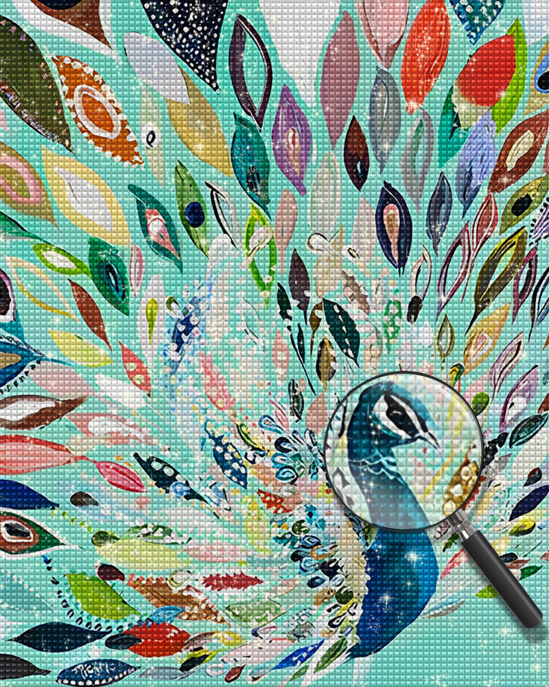 Abstrakter grüner Pfau Diamond Painting