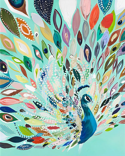 Abstrakter grüner Pfau Diamond Painting