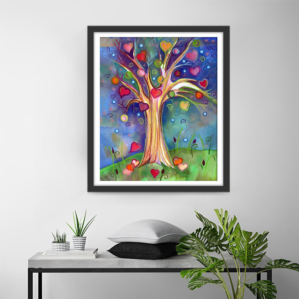 Abstrakter Herzbaum Diamond Painting