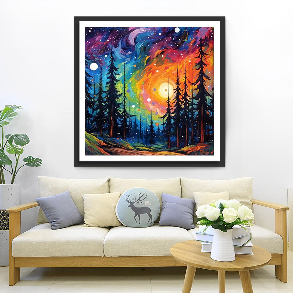 Abstrakter Nachtwald Diamond Painting