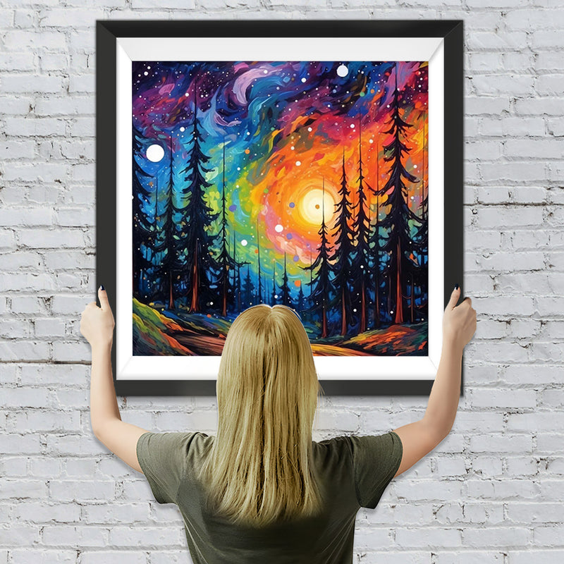 Abstrakter Nachtwald Diamond Painting