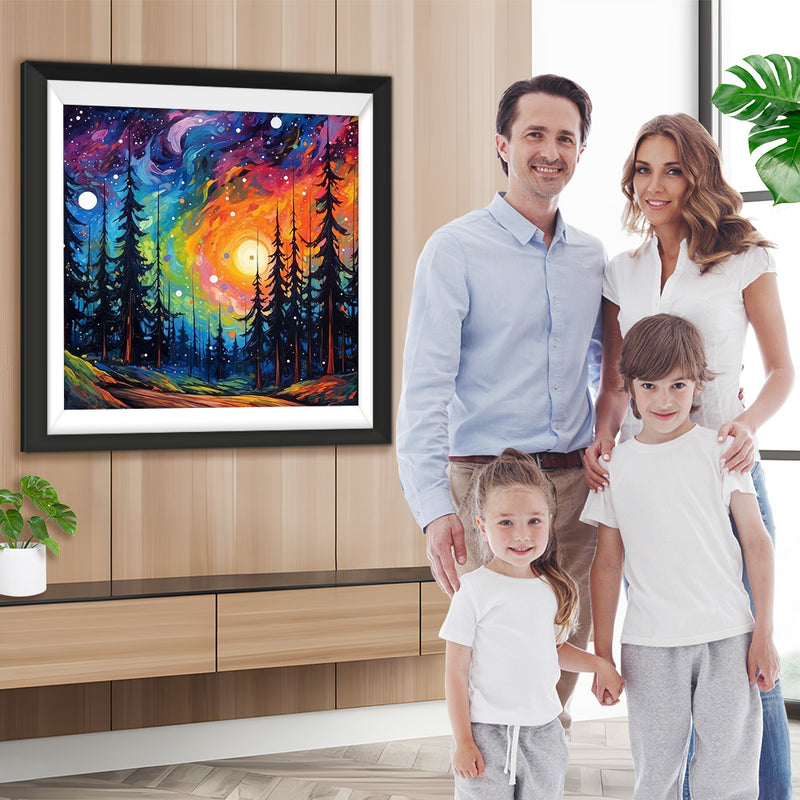Abstrakter Nachtwald Diamond Painting