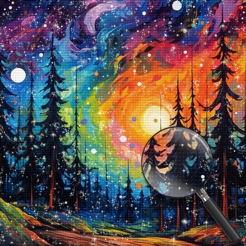 Abstrakter Nachtwald Diamond Painting