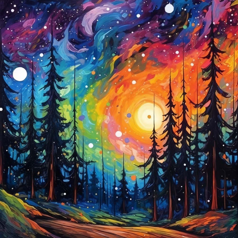 Abstrakter Nachtwald Diamond Painting