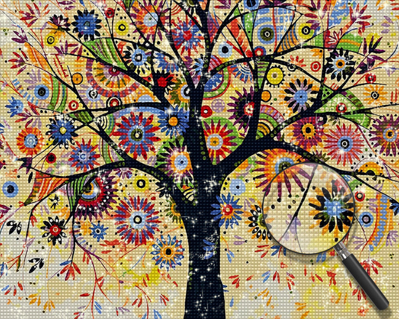 Abstrakter Sonnenbaum Diamond Painting