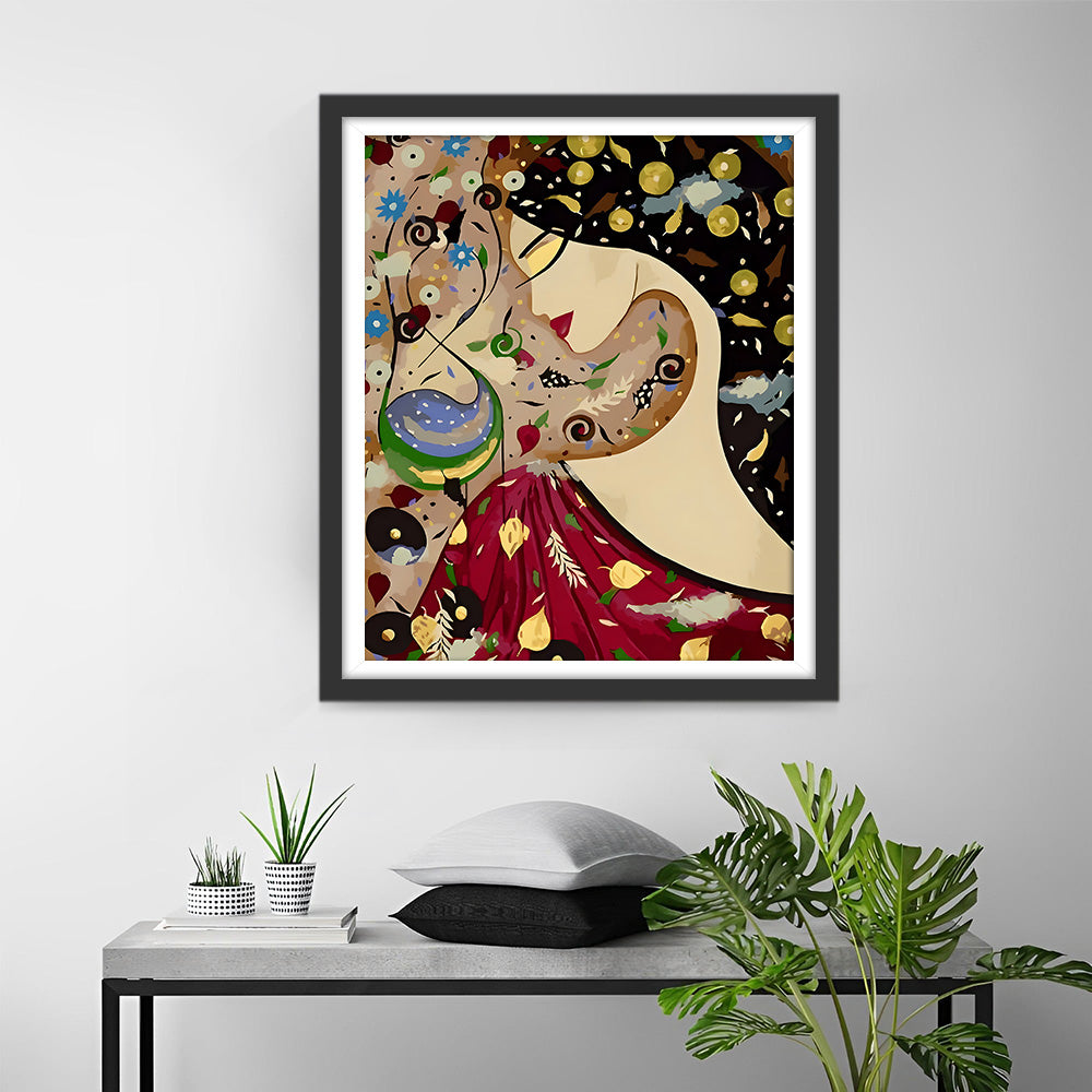 Abstrakter Traum einer brünetten Frau Diamond Painting