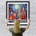 Abstrakter Weihnachtsbaum und Schloss Diamond Painting
