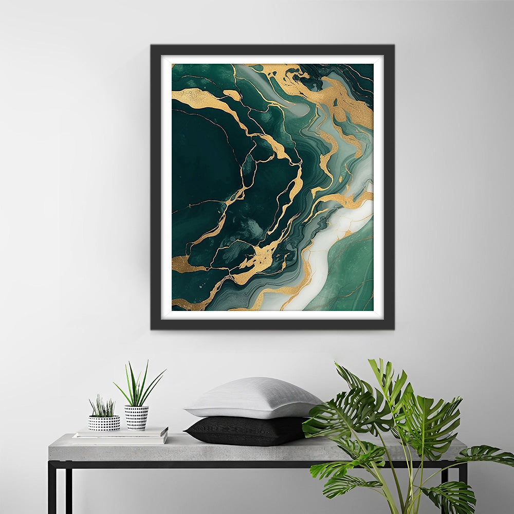 Abstraktes grünes Flüssigkeitsmuster Diamond Painting