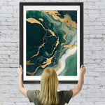 Abstraktes grünes Flüssigkeitsmuster Diamond Painting