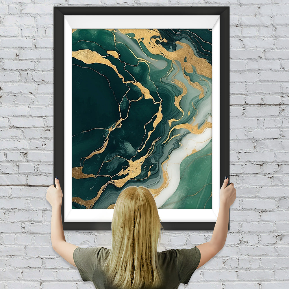 Abstraktes grünes Flüssigkeitsmuster Diamond Painting