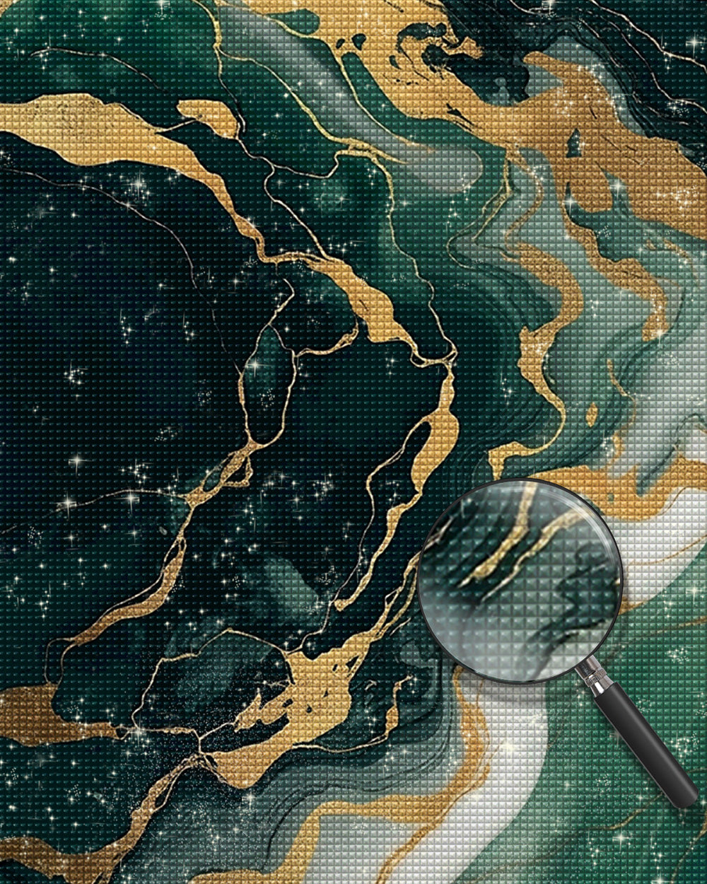 Abstraktes grünes Flüssigkeitsmuster Diamond Painting