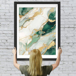 Abstraktes Weiß Grün Gold Muster Diamond Painting