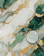 Abstraktes Weiß Grün Gold Muster Diamond Painting