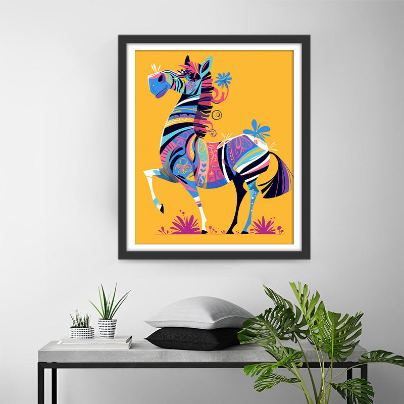 Abstraktes Zebra auf Gelbem Hintergrund Diamond Painting