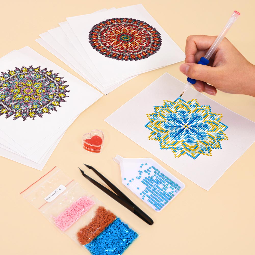 Achtsames Mandala 12 Stück - Mini Diamond Painting Set