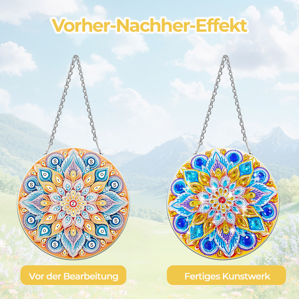 Acryl Blau-Gold Mandala Lotus Diamond Painting Hängender Anhänger