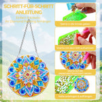 Acryl Blau-Gold Mandala Lotus Diamond Painting Hängender Anhänger