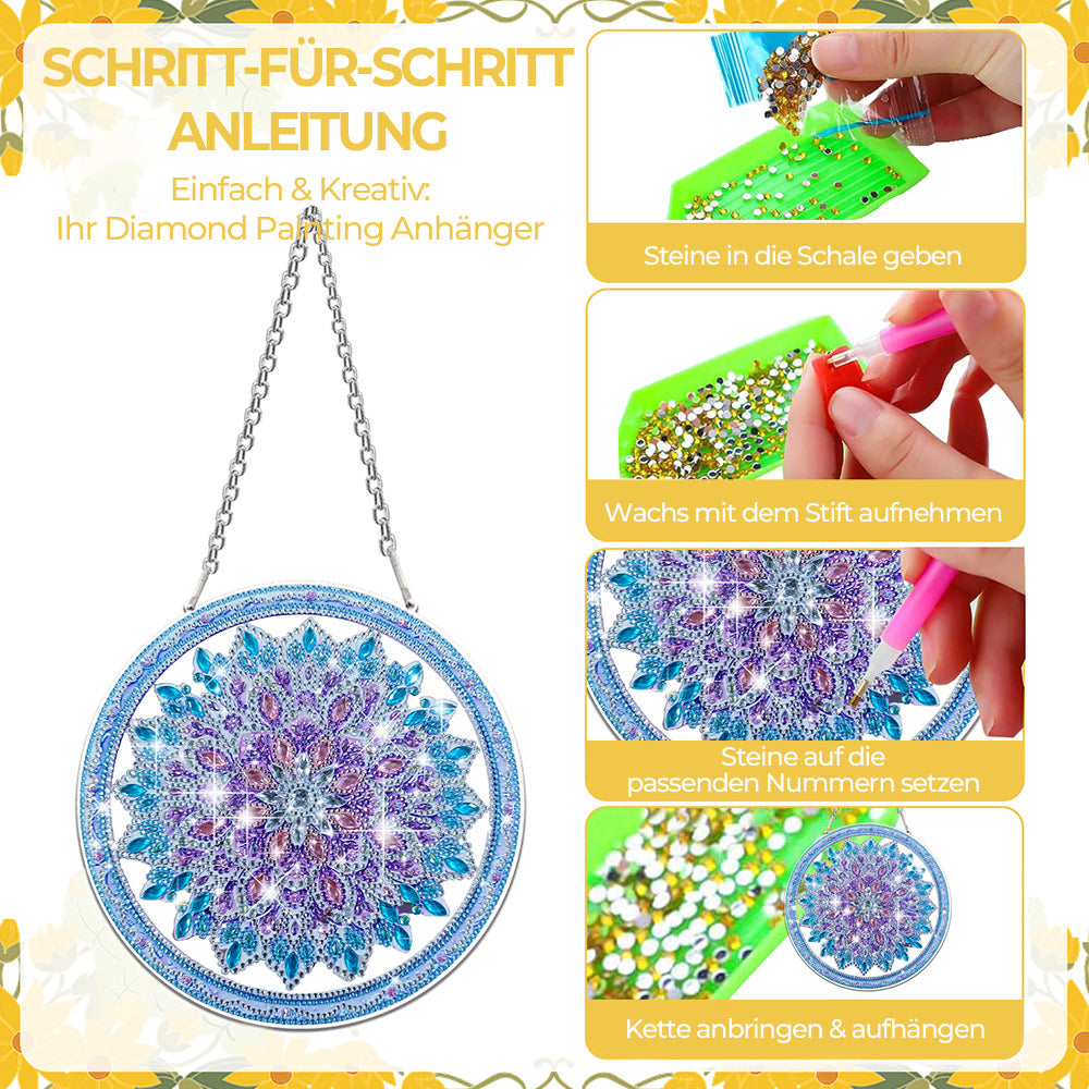 Acryl Blau-Violettes Mandala Diamond Painting Hängender Anhänger