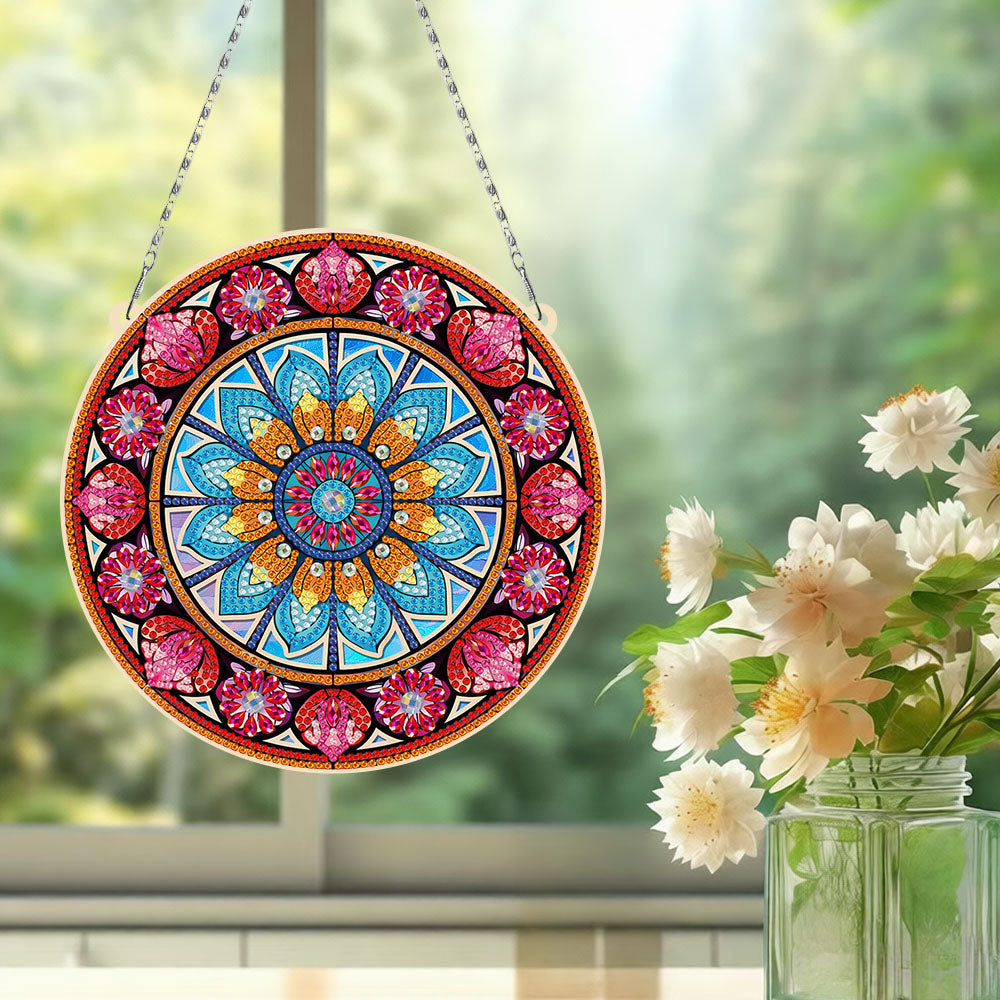 Acryl Blauer Lotus-Mandala Diamond Painting Hängender Anhänger