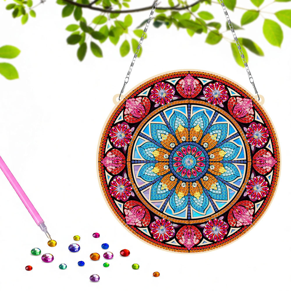 Acryl Blauer Lotus-Mandala Diamond Painting Hängender Anhänger